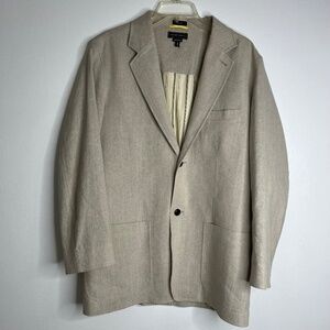 Linen Cotton Sport Coat Blazer Island Soft Mens Beige Fabric made in Italy Sz M